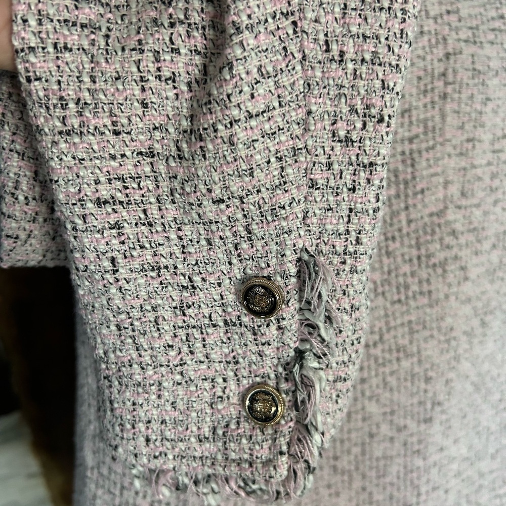 Sugar + Lipz Tweed Fringe Jacket- Pink- Open Front - Picture 9 of 10